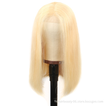China Wig Supplier Brazilian Straight Body Wave Lace Front Blonde 100% Human Hair Closure Bob Wig